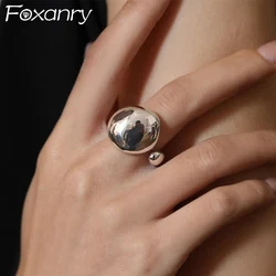 Foxanry Smooth Irregular Geometric Rings For Women Couples Fashion Creative Design Simple Temperament Daily Jewelry Accessories