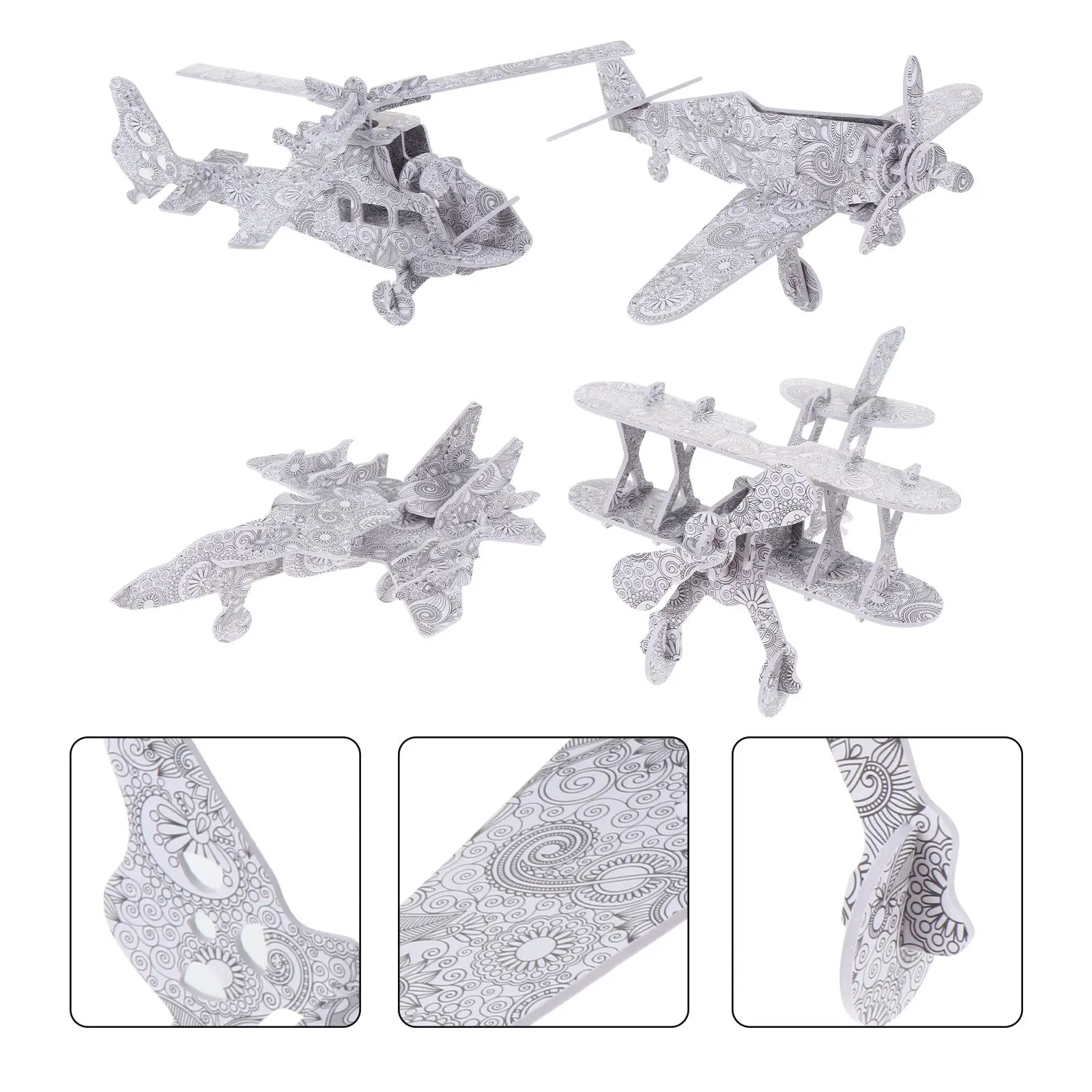 4 Pcs 3D 퍼즐 비행기 아트 공예 어린이 교육 장난감 나무 마커 펜 DIY 낙서 세트 파티 호의 홈 장식 선물