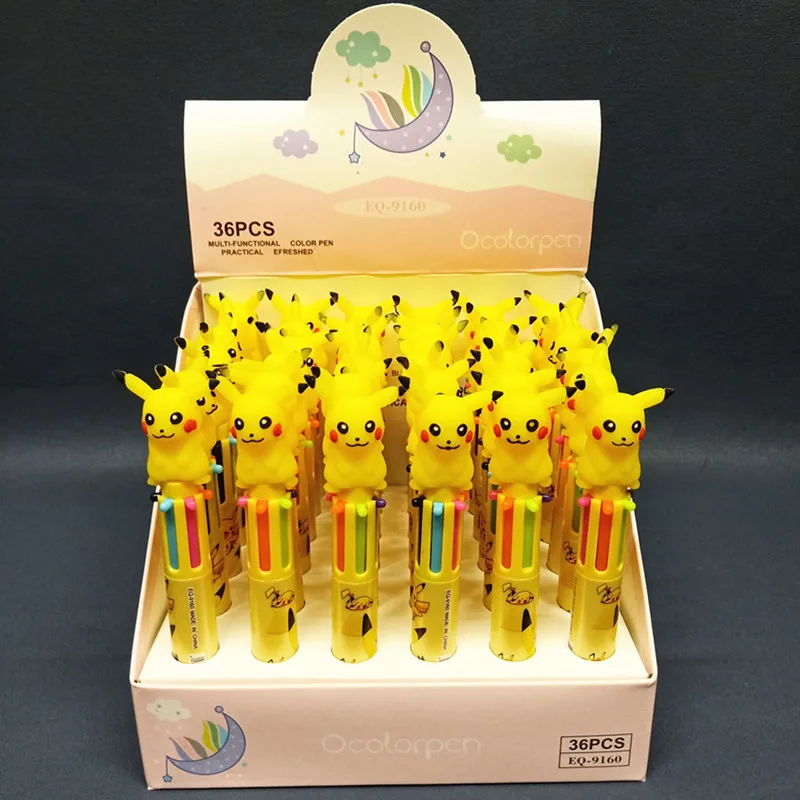 Pokemon Pikachu Four Color Ballpoint Pen for Students Anime Cartoon Cute Gel Pens Boys Girls Writing School Supplies Kids Gifts