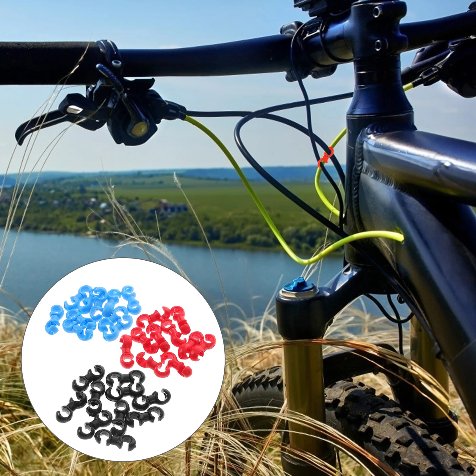 

30pcs Bicycle Hose Clamps Bike Tube Clamp Line Corrector Brake Caliper Hangers Brake Cable Clips Durable Multifunctional For