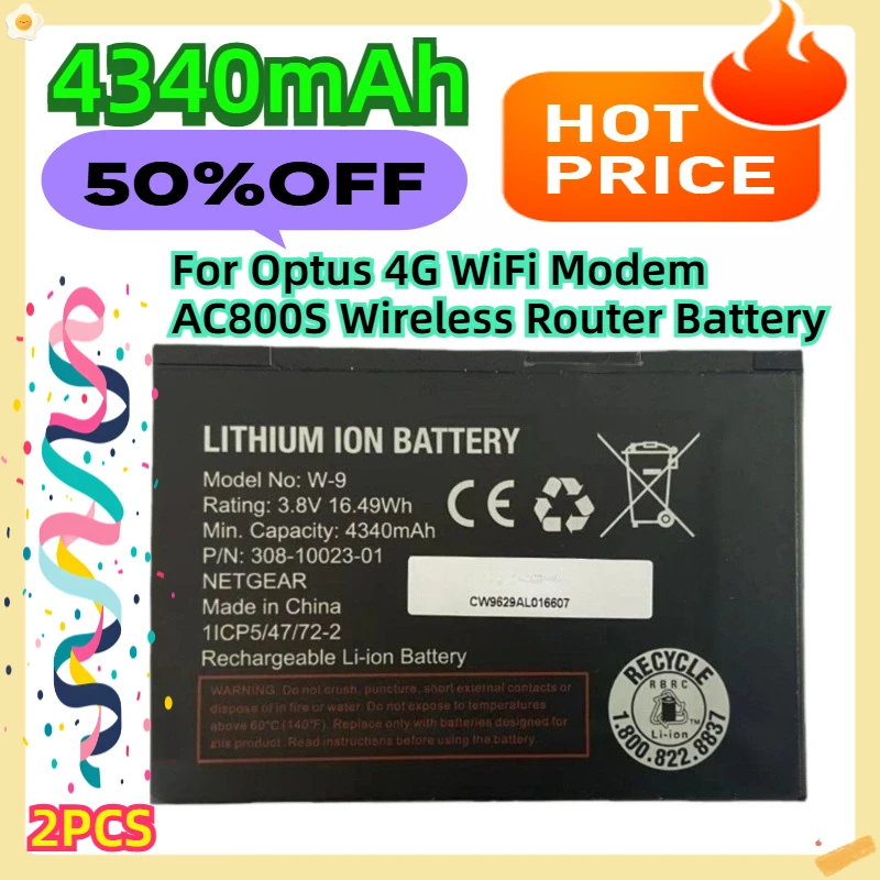 

For Optus 4G WiFi Modem AC800S Wireless Router Battery 4340mAh 2pcs