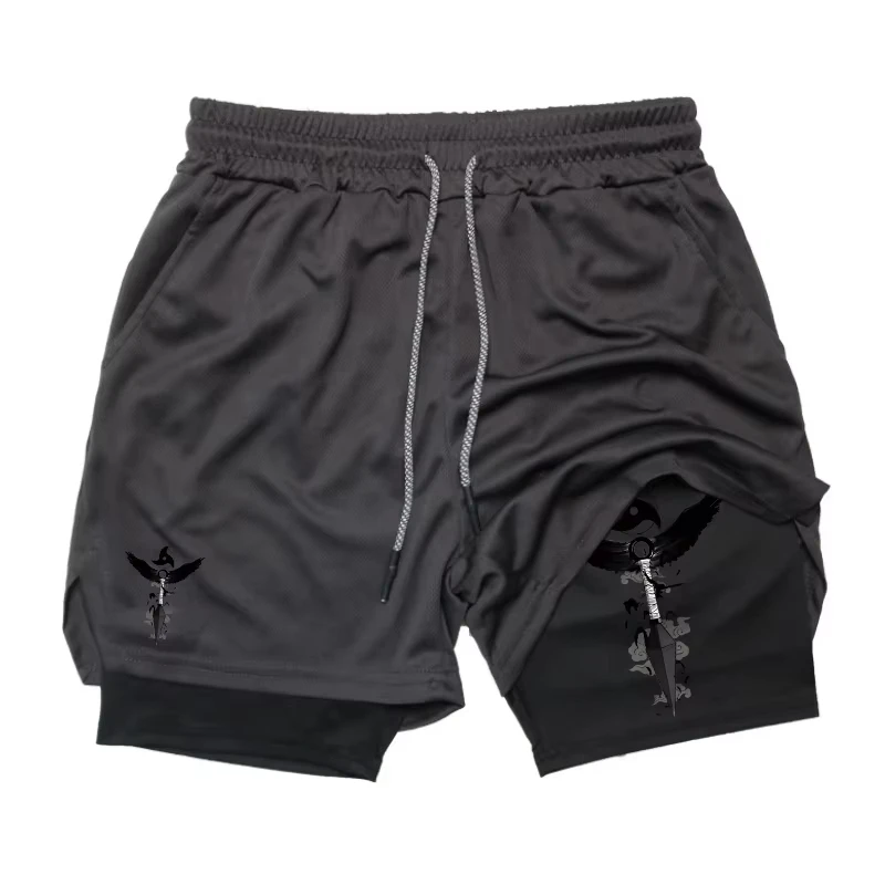 Athletic Activewear 2-in-1 Men's Sports Gym Exercise Running Mobile Pocket Fashion Summer Quick Drying Beach Towel Loop Shorts