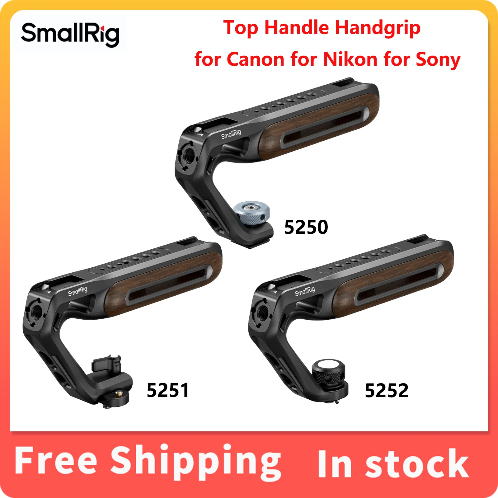 

SmallRig Universal Top Handle with Cold Shoe Mount/ NATO Clamp/ (1/4" & 3/8") Two-in-One Locating Screw Handgrip for Camera Cage