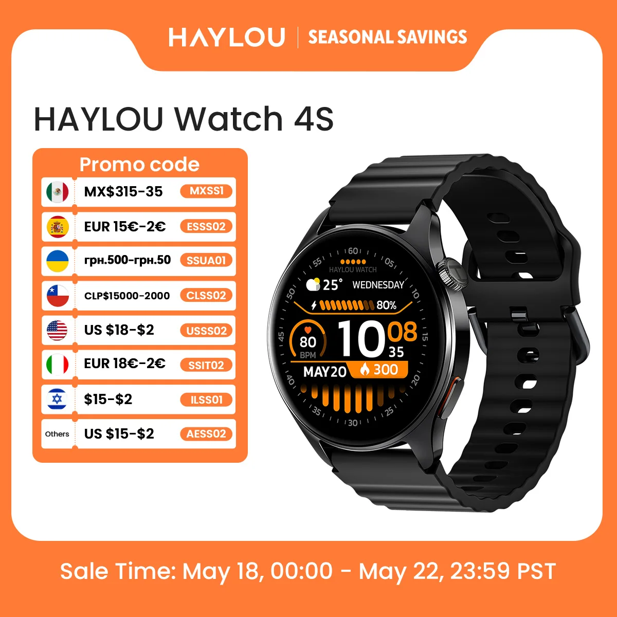 HAYLOU Watch 4S GPS Smartwatch 1.43” HD AMOLED Display 5 Satellite GPS Positioning 120+ Workout Modes Sport Fitness Smart Watch