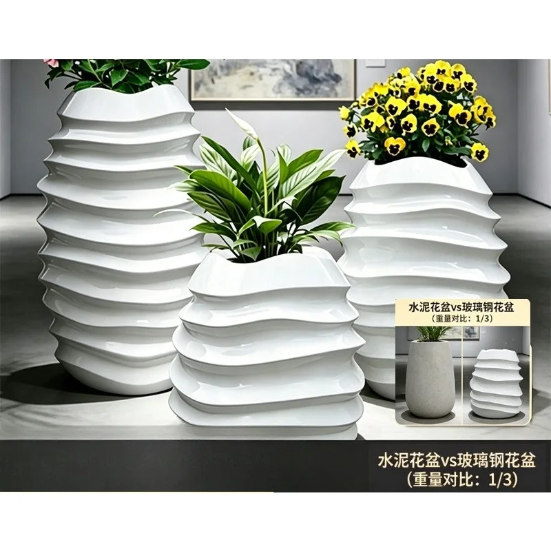 FRP composite flower pot thread art modeling villa mall courtyard high-end indoor custom large flower pot