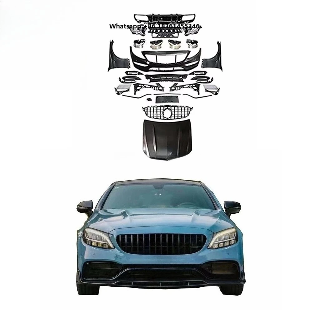 

For W205 C-class Facelift C63 Bumper Hood Grille Fenders Diffuser Tips 1:1 Body Kits Wholesale Car Bumpers