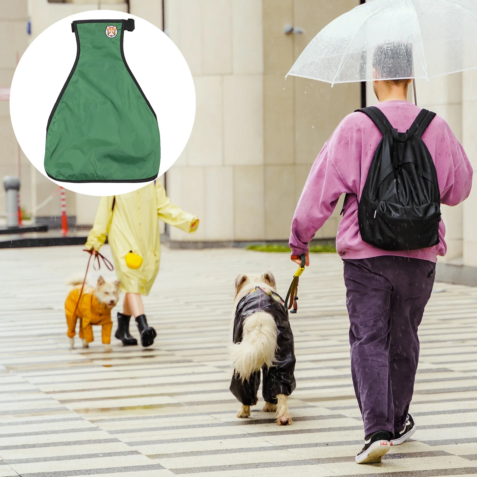 

Dog Rain Hoodie Waterproof Pet Coat with Belly Protector Soft Puppy Jacket Vest for Small Medium Dogs Green