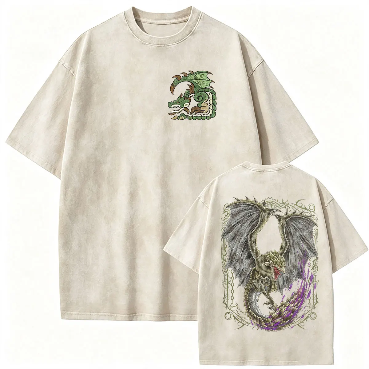 Vintage Washed Rathian The Poisonous Queen T Shirt Monster Hunter Game Fans Graphic T-Shirt Men's Oversized High Quality Tshirts