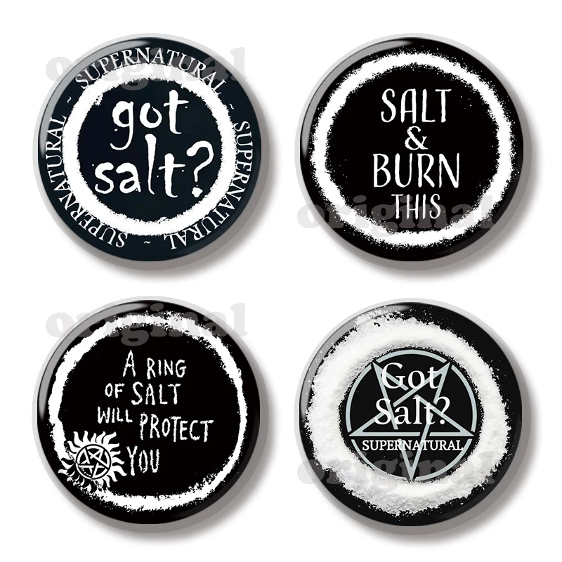 44MM Supernatural Stay Inside the Salt Ring Pin Soft Button Pin Jewelry Creative Badge Cartoon Lapel Pin Bag Backpack Decoration