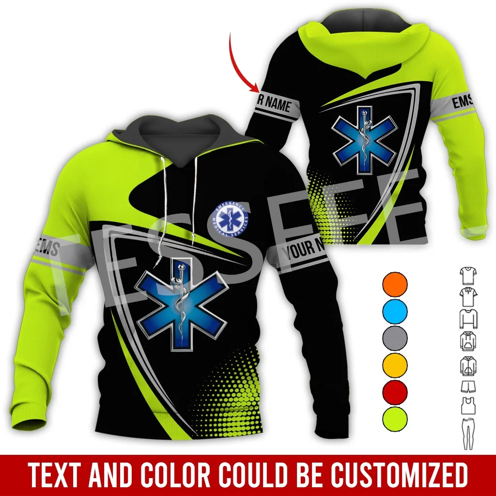 

Custom Name Cosplay EMT EMS Paramedic Tattoo Tracksuit Vintage Unisex 3DPrint Pullover Harajuku Jacket Casual Funny Hoodies N-11