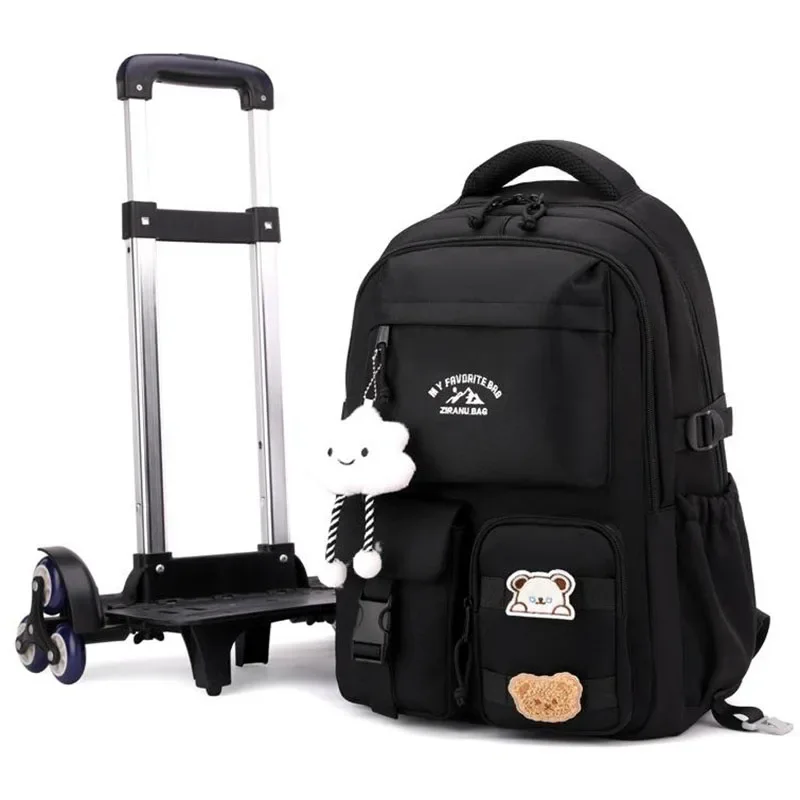 새로운 방수 배낭 롤링 백팩 어린이 학생 가방 트롤리 여학생용 스쿨 백 Zaino 여행용 Mochilas Para Mujer