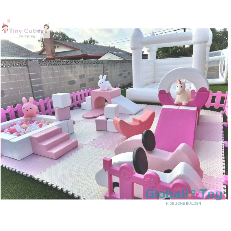 

Soft Game Equipment Soft Board Game Set White and Pink Playground Children's Set Party Rental Equipment