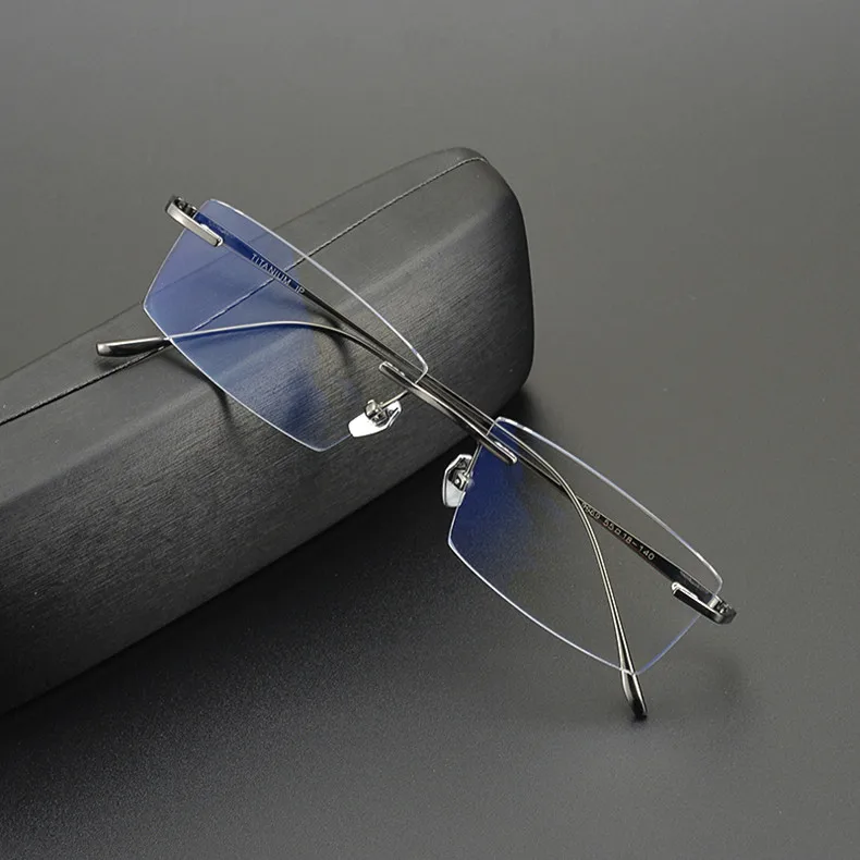 2026 Pure Titanium Ultra-Light Square Rimless Glasses Frame Men Women Fashion Business Rectangle Daily Eyeglasses Eyeware Gafas