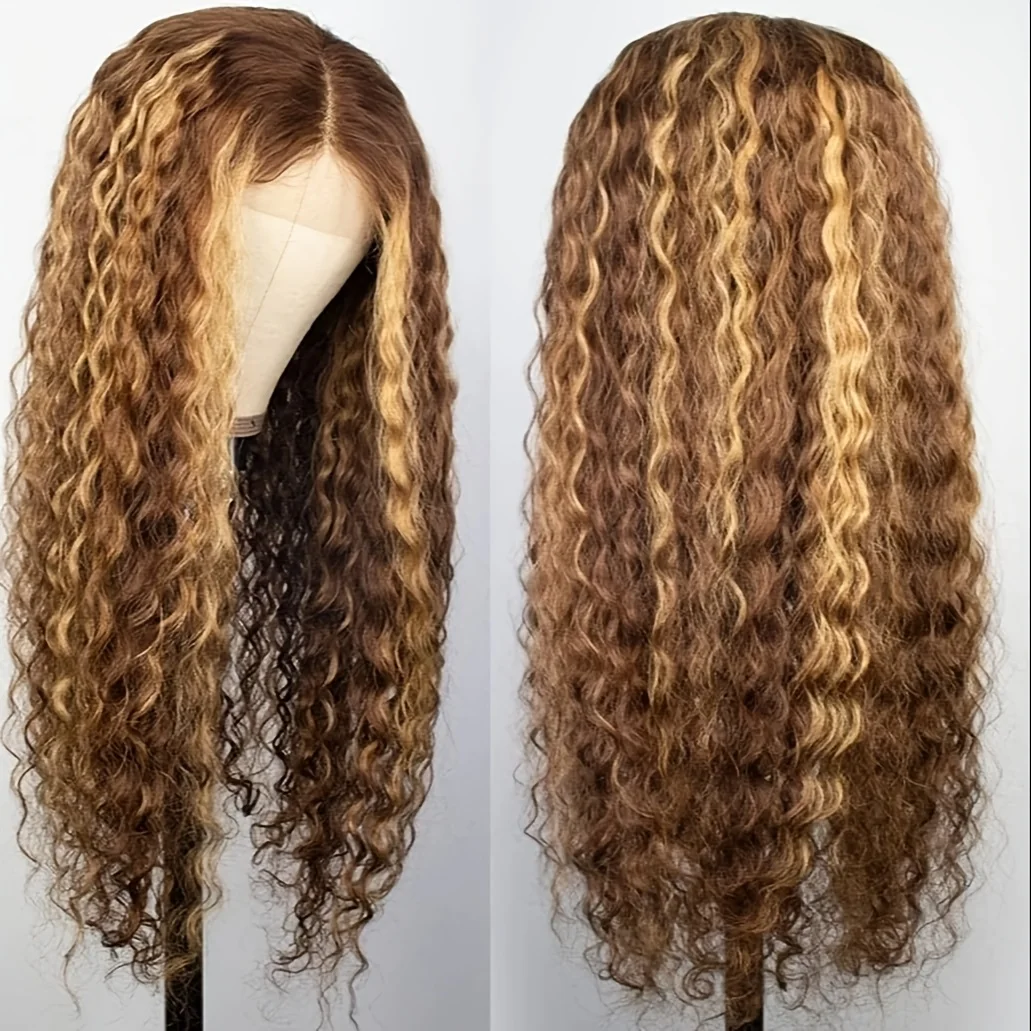 Ombre Lace Front Wig Human Hair 13x4 Highlight Water Wave Honey Blonde HD Transparent Lace Front Wigs for Women 250 Density