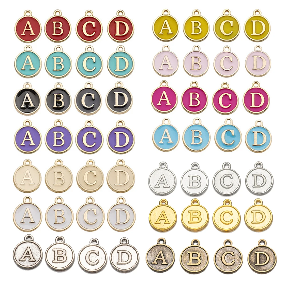 26pcs 12mm Metal A-Z Letter Pendants For DIY Alphabet Small Charms Accessories Necklace Bracelets Jewelry Making Crafts Supplies