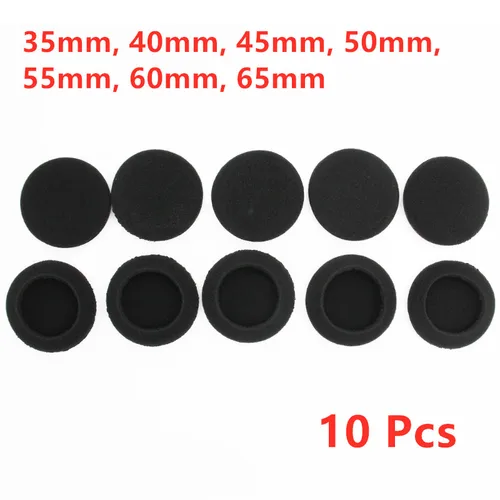 Imagen 1 del producto 10 Uds almohadillas de espuma para los oídos, fundas de esponja de repuesto para auriculares, almohadillas para los oídos, orejeras para auriculares, 40mm, 35mm, 45mm, 50mm, 55, 60mm, 65mm