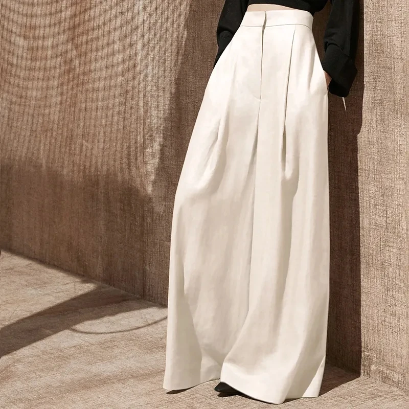 High Waisted Wide Leg Pants Spring/Autumn Thin Casual Floor Mops Women's Trendy Korean Slim Drape Leg Pants Streetwear Trousers