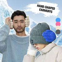 Winter Funny Hand Shaped Earmuffs For Warmth Unisex Handmade Outdoor Sport Earmuffs With Plush Protection For Cycling Skiing