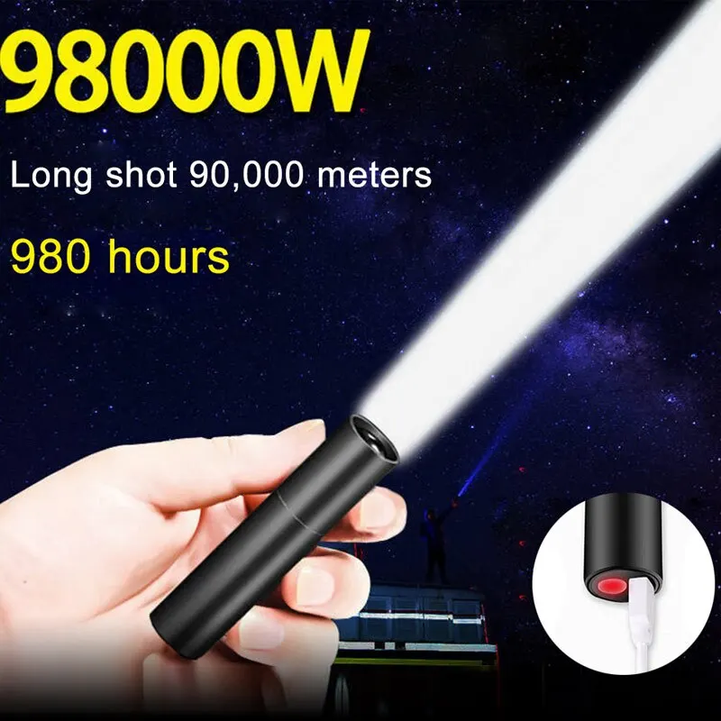 Mini Rechargable LED Flashlight Three Light Mode Waterproof Telescopic Powerful Flash Lights Outdoor Zoom Portable Torch