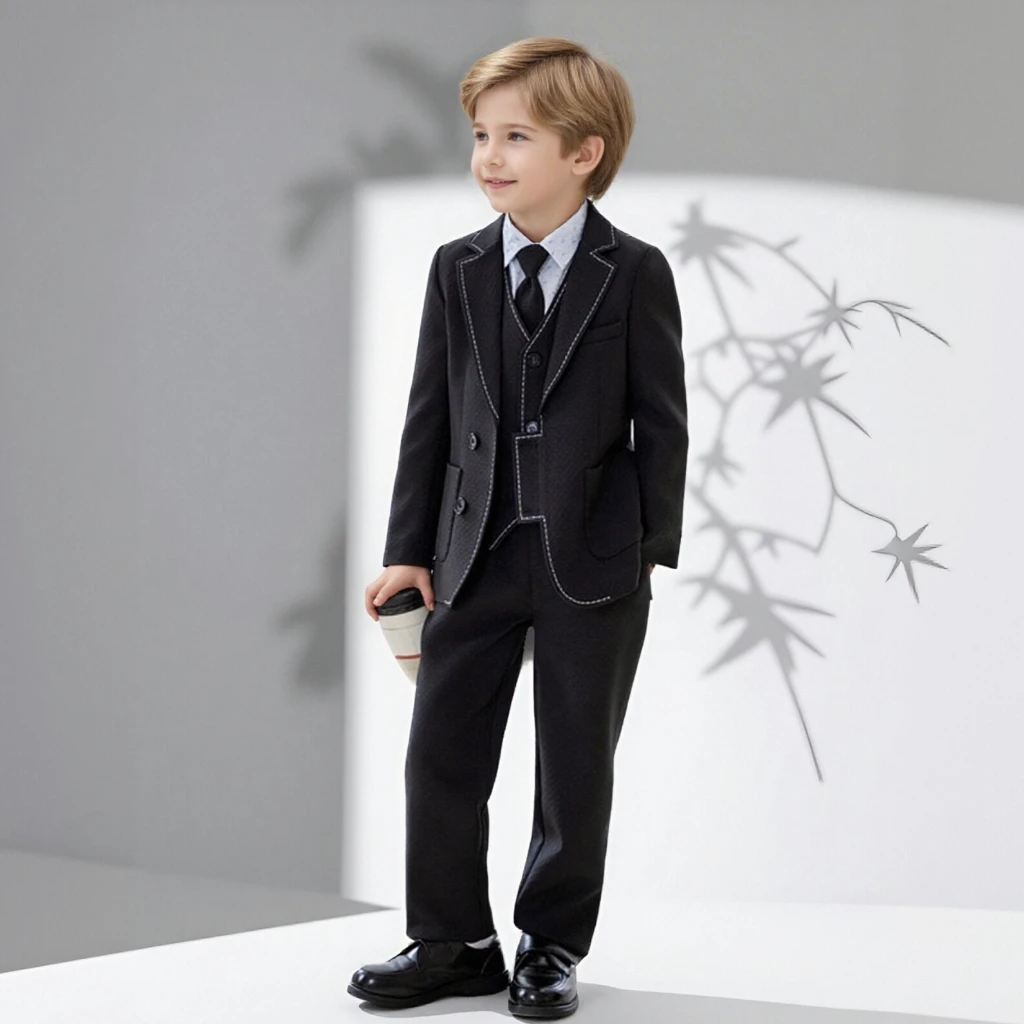 

Комплект блейзера для мальчиков-подростков, весенне-осенний белый джентльменский формальный костюм для свадебной вечеринки для детей, школьный костюм для выступлений на фортепиано