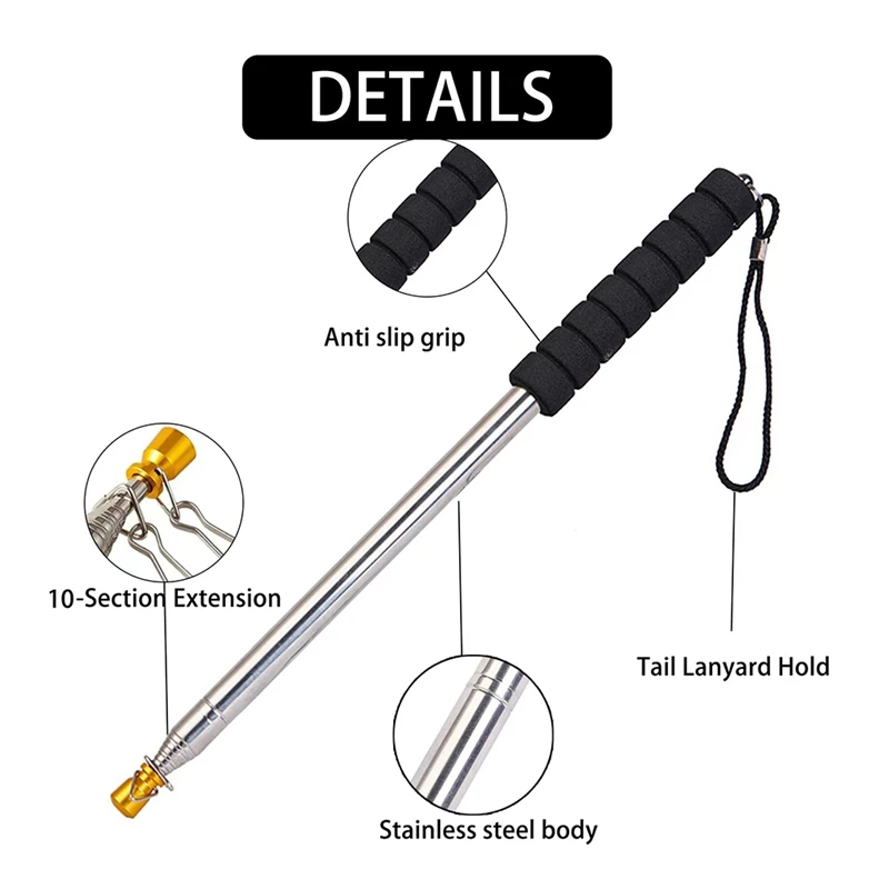 9.8Ft Telescopic Flag Pole,Stainless Steel Handheld Portable Extendable Retractable Flagpole With Anti-Slip Grip