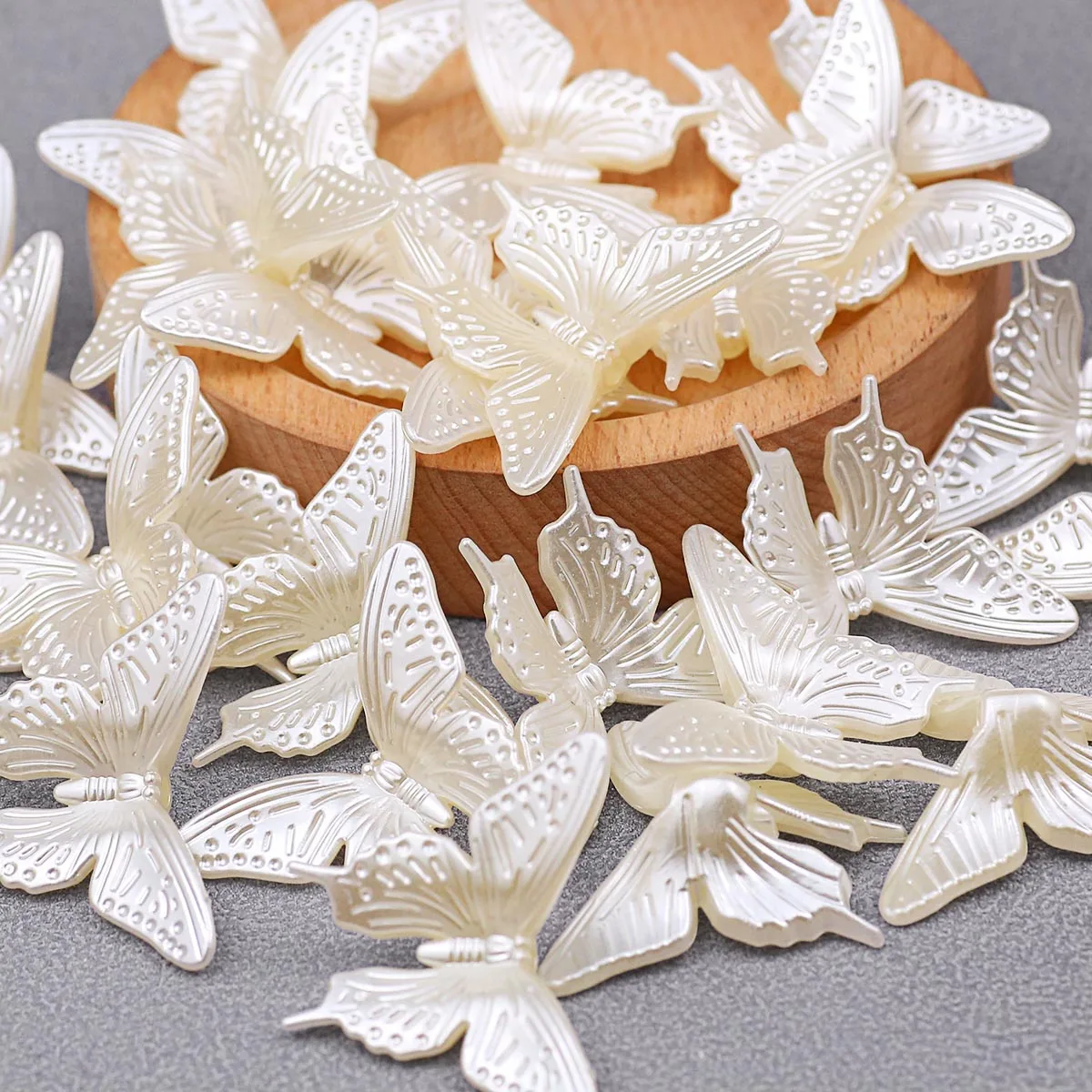 38-39mm Off-White Acrylic Butterfly Beads for DIY Jewelry Making Loose Beads for Bracelets Necklaces and Decorative Accessories
