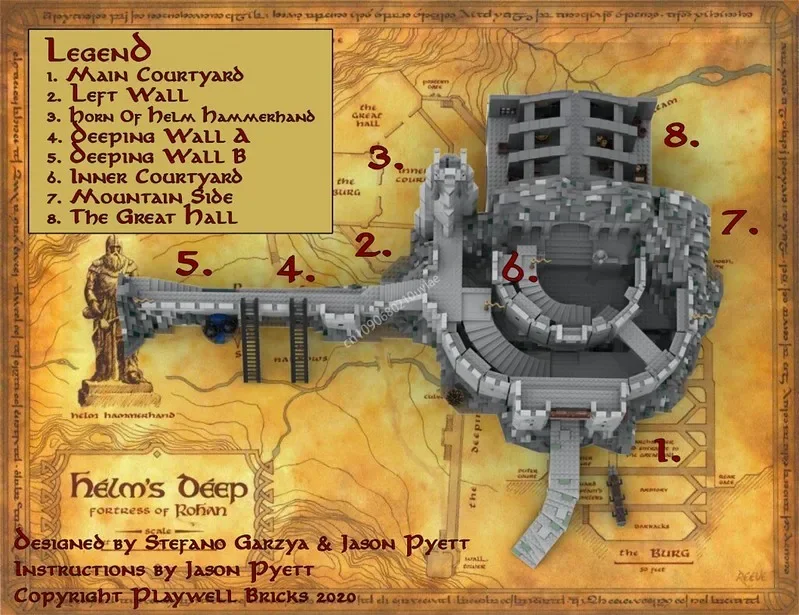 6189pcs Moc Lorded of The Ring Movie Helms Diepe UCS Schaal Modulair Model Bouwstenen Diy Creatieve Kinderen verjaardagscadeau