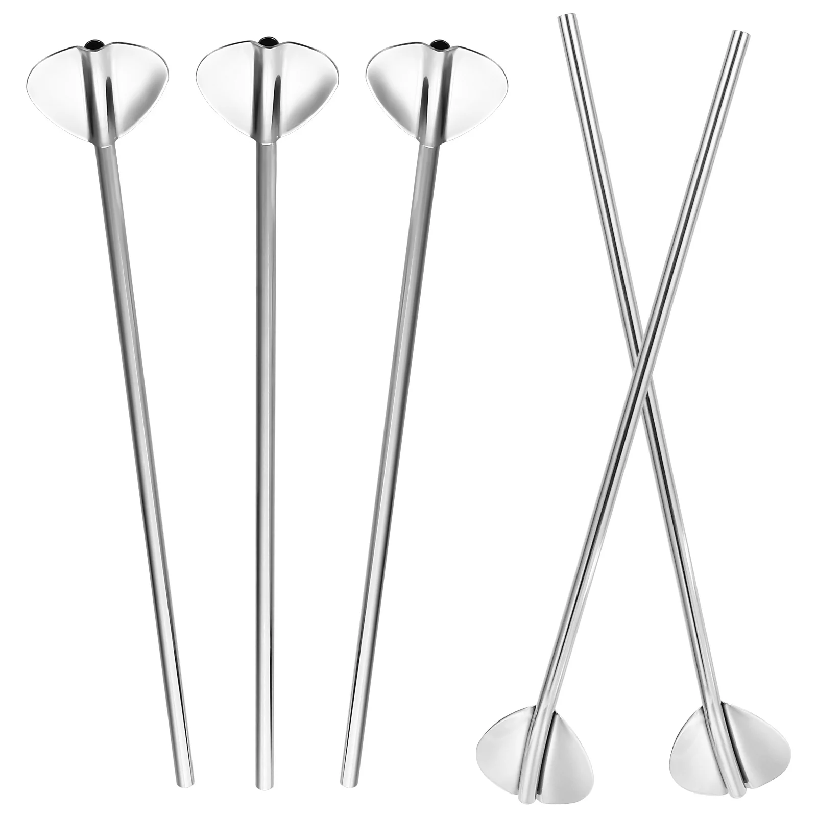 

6Pcs 304 Stainless Steel Reusable Straw Spoons Artistic Decorative for Stirring Mixing Filtering Beverages Home Party