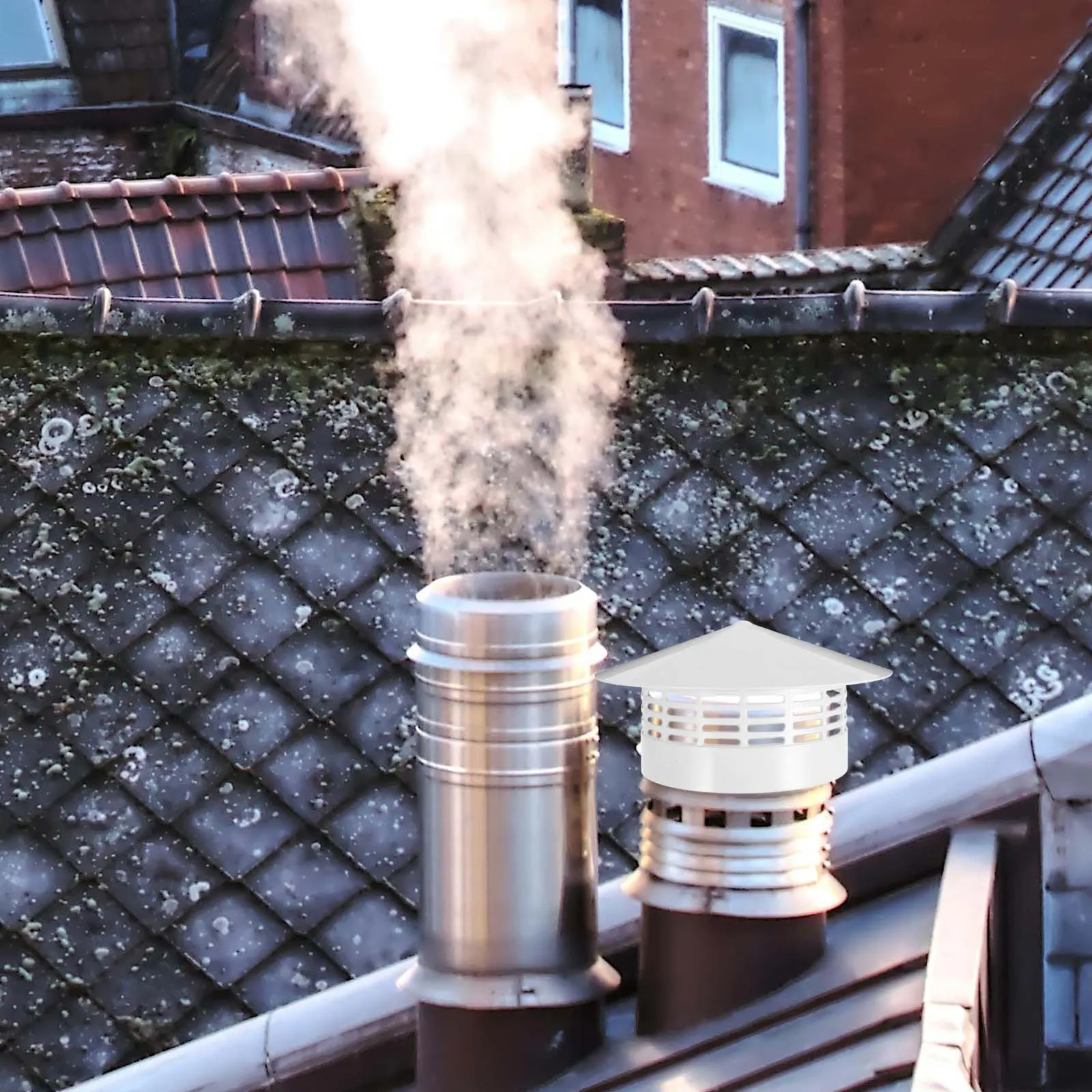 

Открытый дымоход на крышу Дождевик Непромокаемый чехол Вентиляционное отверстие для камина Защитная крышка дымохода Крышка вентиляционной трубы Водонепроницаемая крышка от дождя