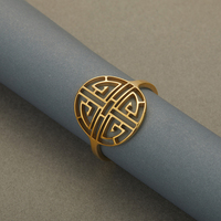 Nedar Stainless Steel Chinese Symbol of Wealth Amulet Men Women Rings Fortune Money Coin Luck Metal Jewelry Holiday Gifts
