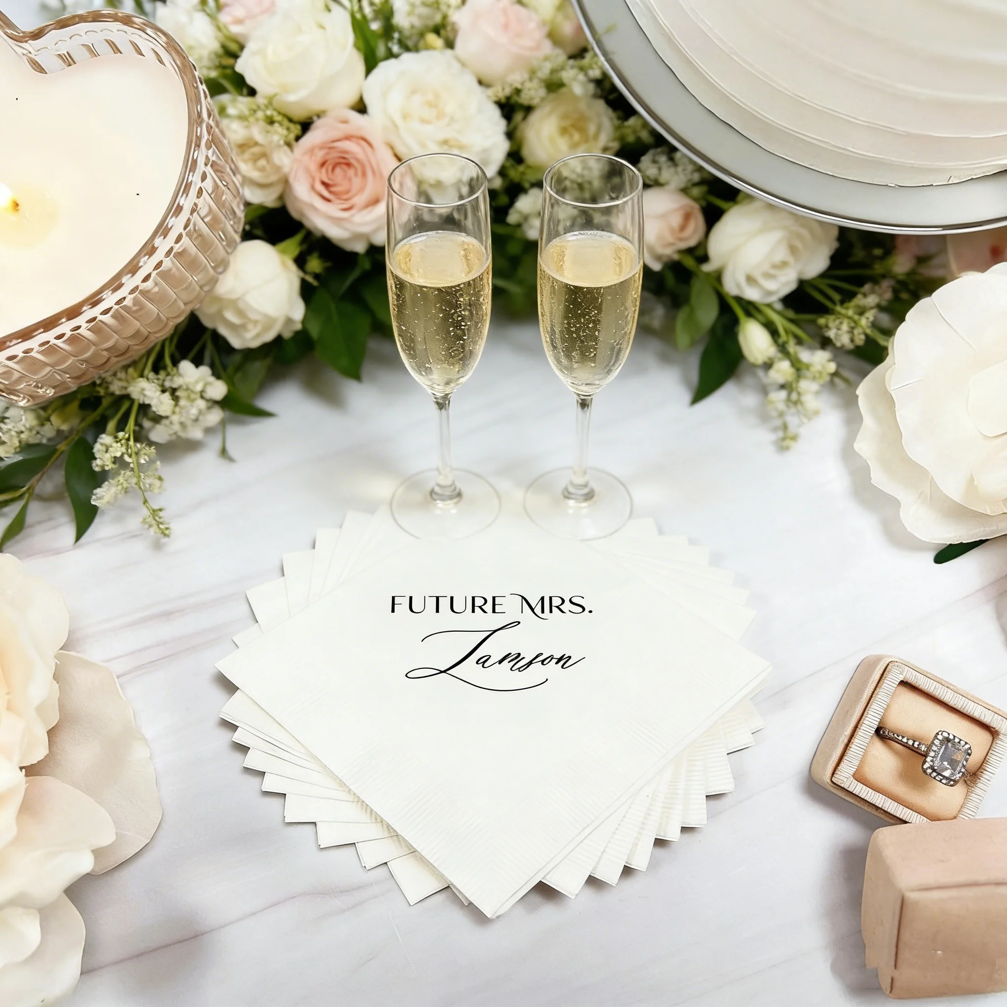 

50 шт. персонализированных салфеток для девичника с фольгированным принтом, с индивидуальным текстом, разноцветные, разных размеров, для праздничного декора