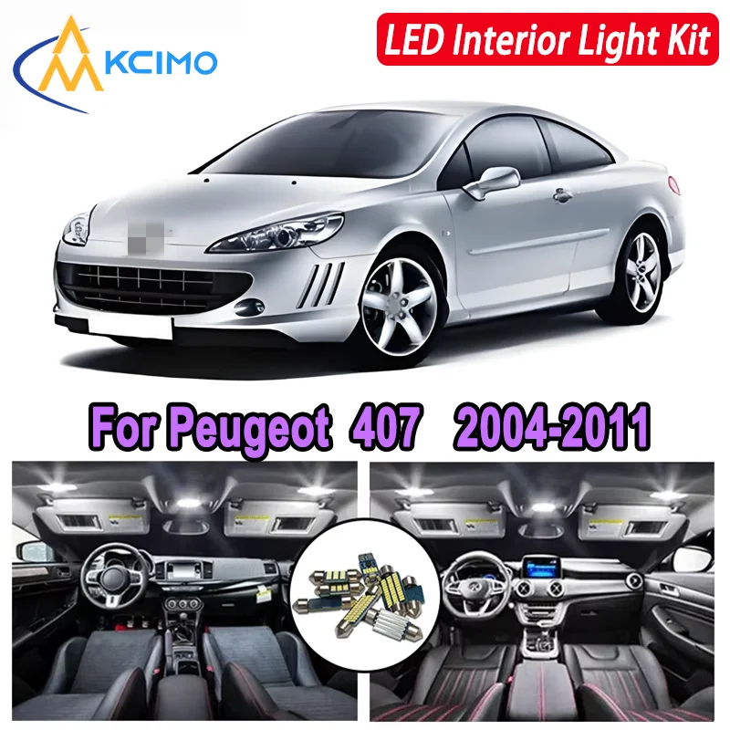 

Kcimo LED для Peugeot 407 (2004-2011) Премиум Яркий светодиодный внутренний купол Карта багажника Комплект автомобильных светодиодных ламп Canbus Автомобильные светодиодные фонари