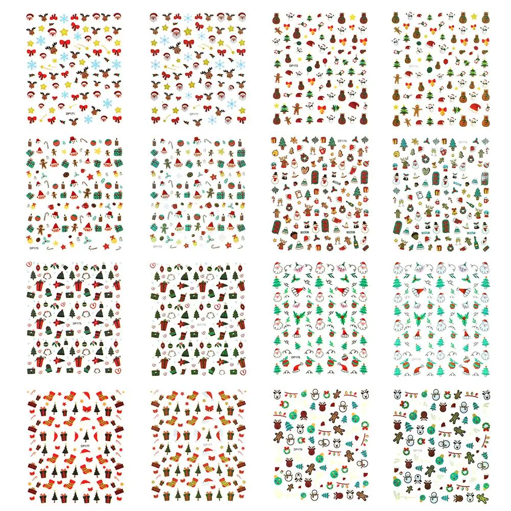 Decalques de transferência de slider de inverno Laser Santa floco de neve adesivos de unhas de Natal