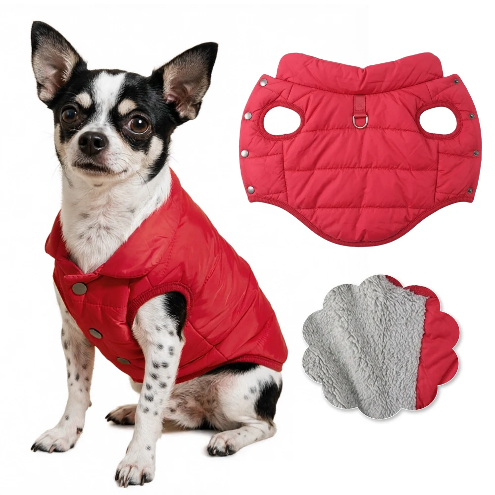 Dicke, gepolsterte Hundeweste, warme Winterkleidung für Haustiere, Mantel für kleine und mittelgroße Hunde, einfarbig, winddicht, Outfits für Chihuahua und Mops.