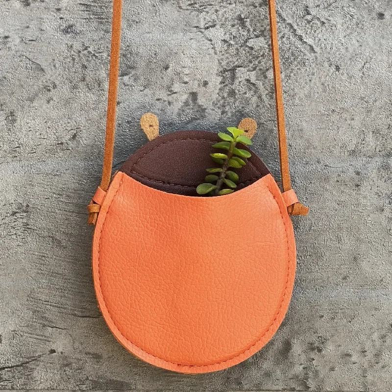 Mini bolsa de dibujos animados para niños, bolso cruzado, versátil, suave, adecuado para niñas pequeñas, calabaza, pera, Mariquita