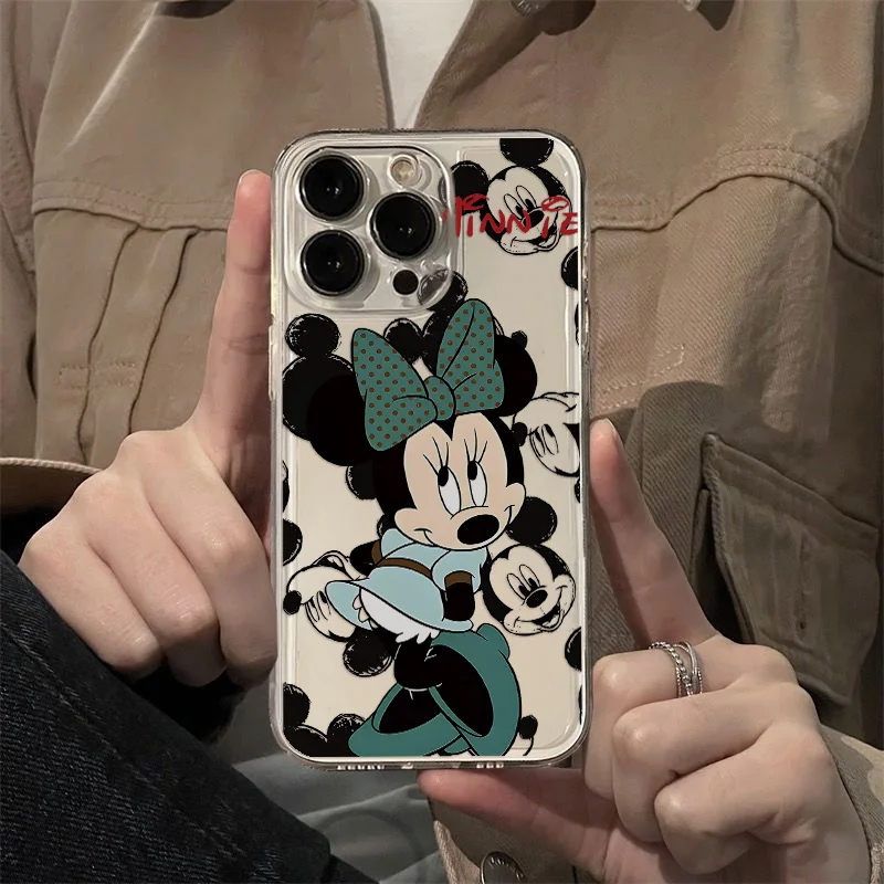 Cute Cartoon Mikey Minnie Phone Case For VIVO  Y75 Y03 Y36 Y100 Y17s Y76 Y22s Y16 Y50 Y21 Y20 V29 V23e V21e 5G Transparent Cover