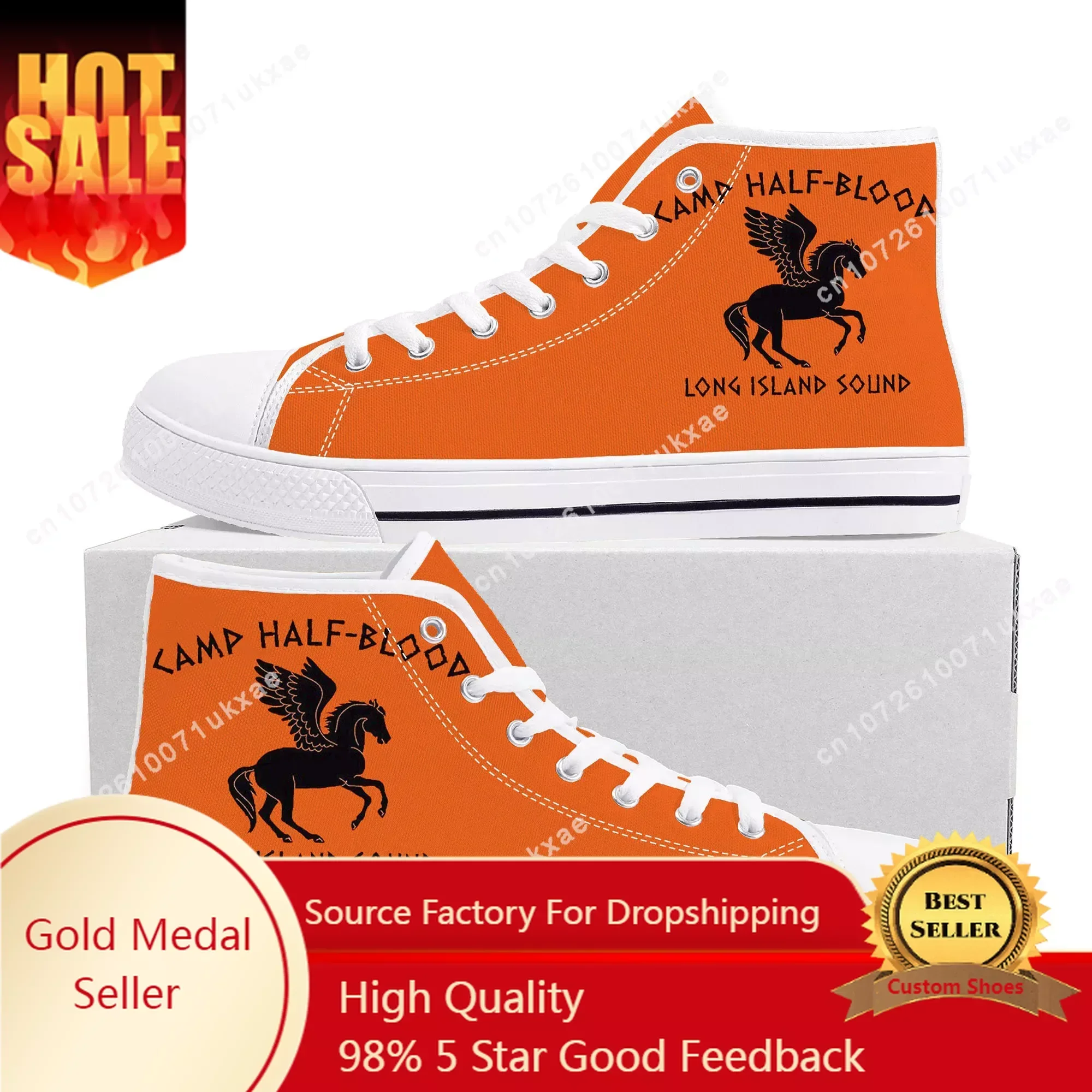 Camp Half Blood Percy Jackson High Top Sneakers Mens Womens Teenager Canvas Sneaker Casual Custom Made Shoes Customize Shoe