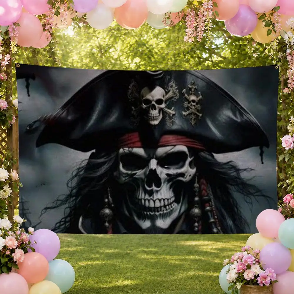 Pirate Art P-Pirate Crossbones Flags Fan Banner Tapestry Wall Hanging Garage BarDorm Camp Party Outdoor Home Decor Gift