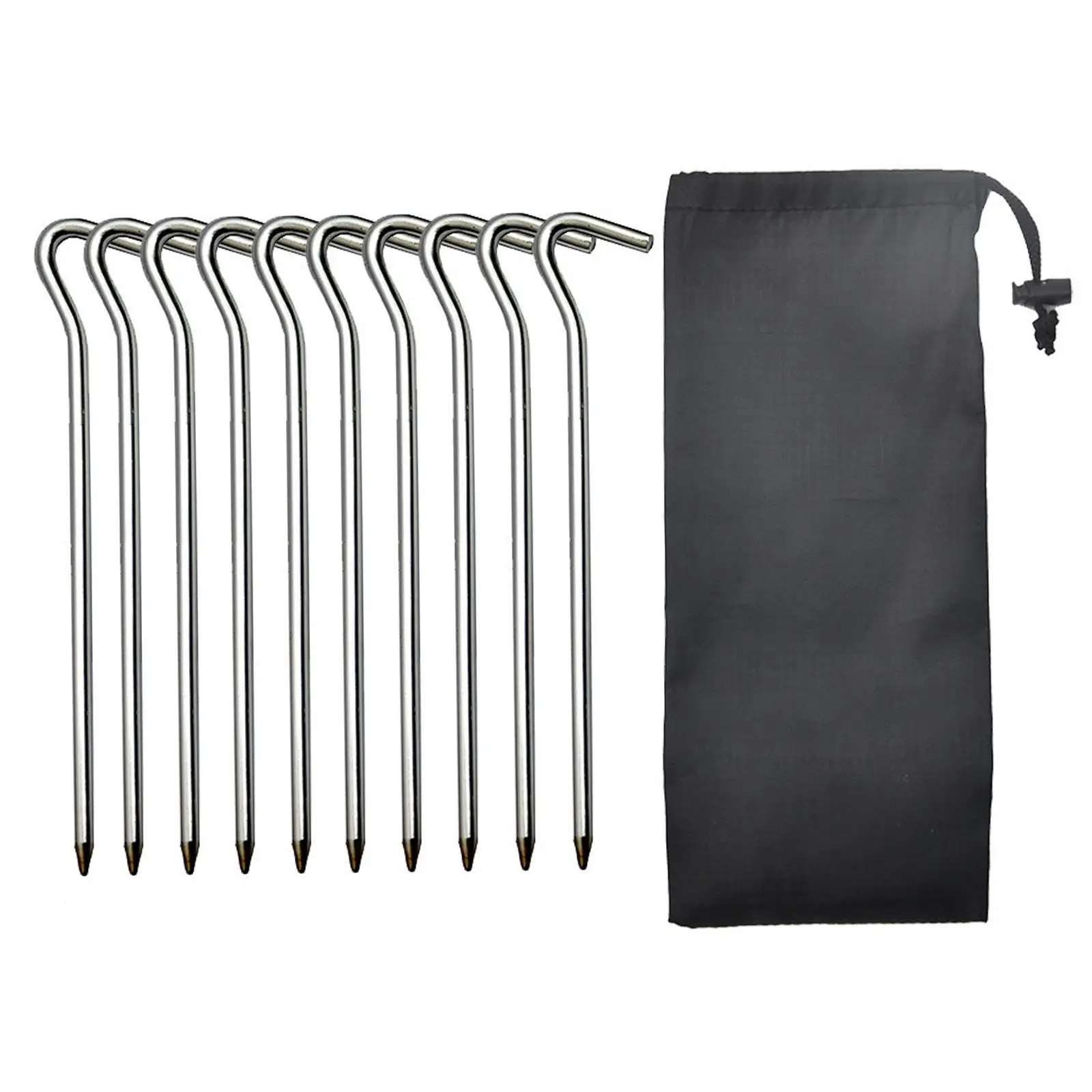 10Pcs Tent Stakes Pegs with Hooks Lightweight Tent Accessories Camping Tent Nail