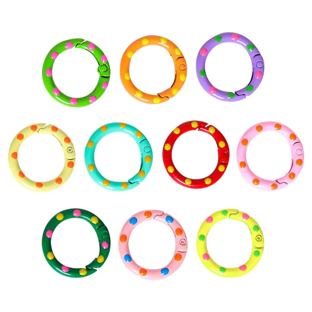 10 Pcs Spring Buckle Clasps Round Clip Metal Snap Rings Buckles for Crafts Carabiner Key Button
