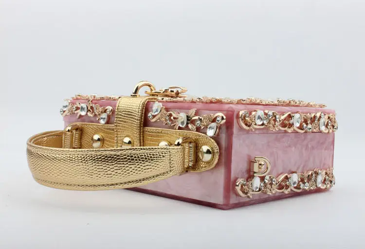 Designer-Marke Glänzende Acryl-Handtasche Party-Abendtasche Neue Box-Bankett-Set Diamant-Handtasche Umhängetasche für Damen – Detail 11