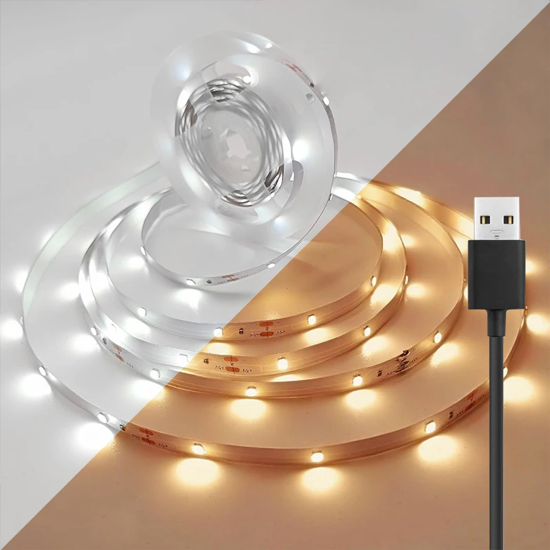 

Светодиодная лента USB, светодиодная лента 5 В белого/теплого белого цвета, светодиодная лента 2835SMD для спальни, кухни, шкафа, зеркала