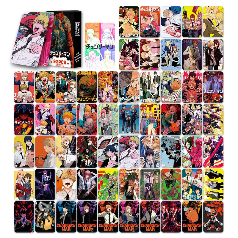 92PCS NEWAnime Chainsaw Man Photocard Lomo Card Stickers Photo Cards For Fans Collection cartoline giocattoli per bambini regalo