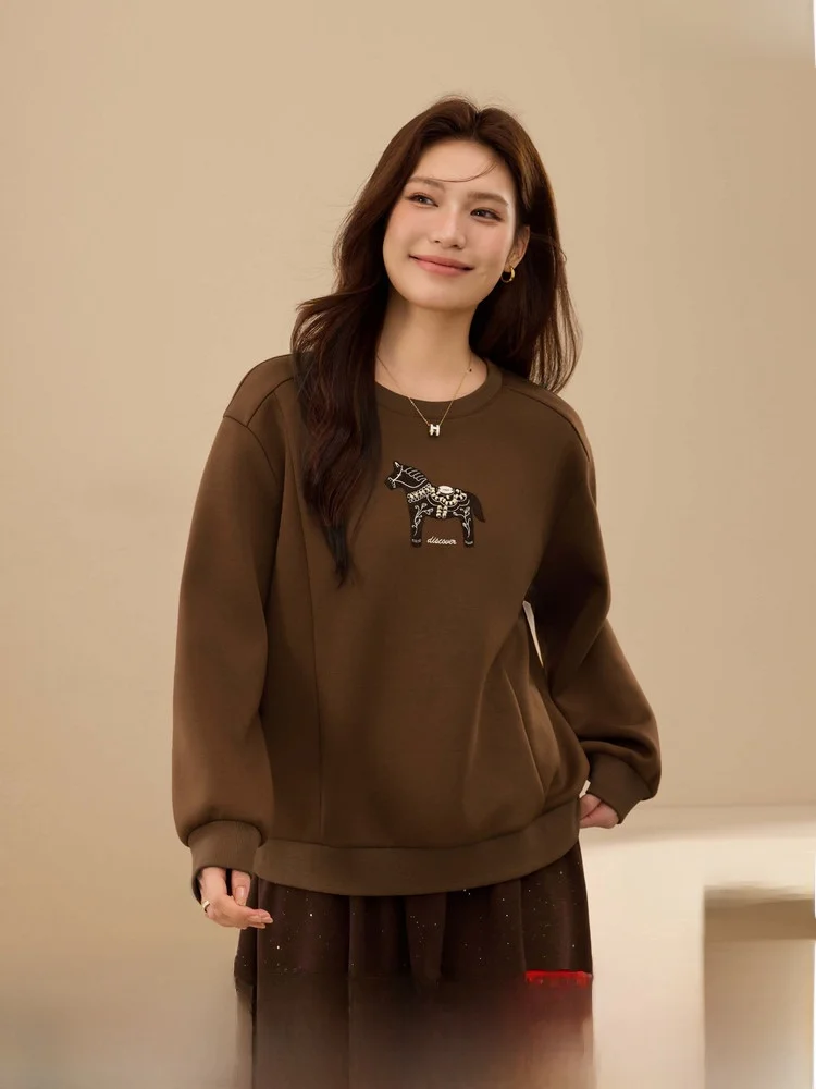 

Удобный круглый свитер Ne Lazy, повседневный, универсальный, больших размеров, женский топ, осенняя новинка, с анималистическим принтом, для повседневной носки, стильный...