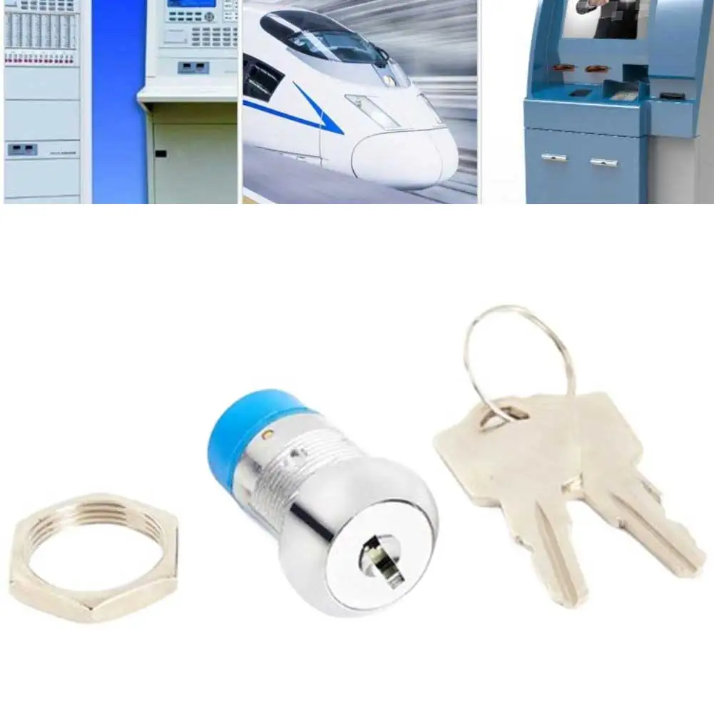 

Safety lock cylinder 19mm reset switch zinc alloy with brass key for chassis cabinets security control and fire systems