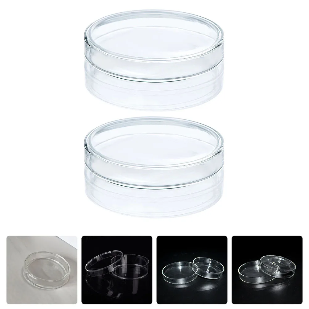 

2 Pcs Clear Petri Dishes Transparent Empty Laboratory Equipment Science Experiment Plates
