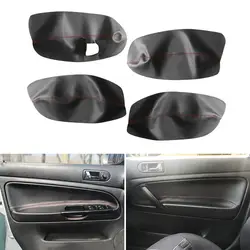 For VW Passat B5 1998 1999 2000 2001 2002 2003 2004 2005 only 4 Doors Car Door Armrest Panel Leather Trim Cover Black-red line