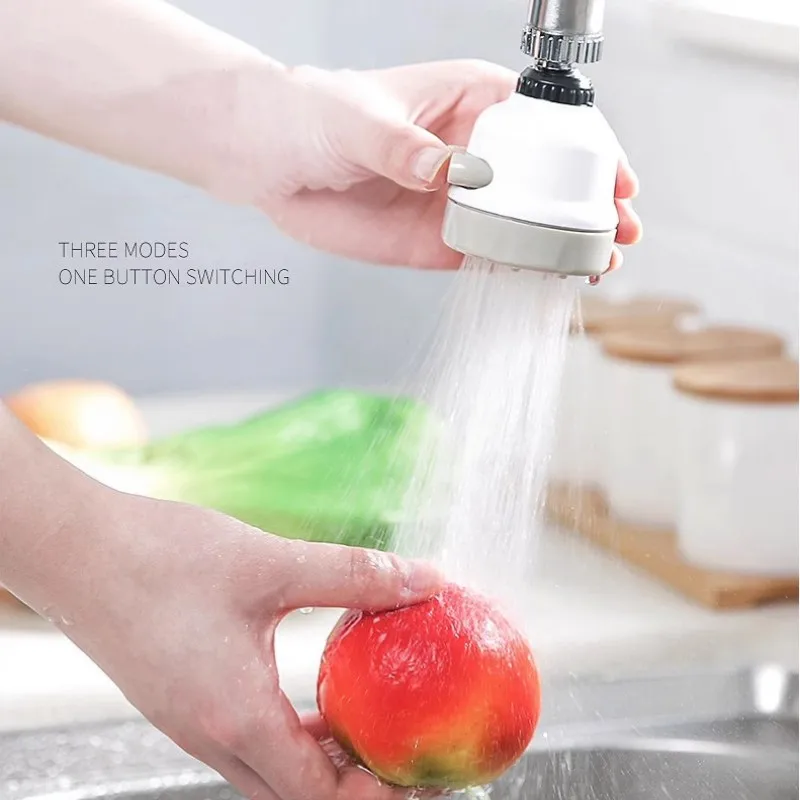3 tryby Aerator do kranu Ruchoma elastyczna głowica kranu Dyfuzor prysznicowy Obrotowa dysza Regulowany kran wspomagający Akcesoria kuchenne — zdjęcie 3