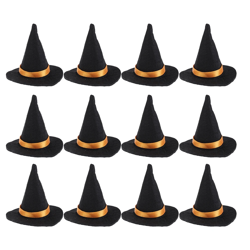 

12pcs Mini Witch Hat Halloween Mini Witch Hat Wine Bottle Topper Ornament photo Prop home Dining Room Table Deco Halloween Party