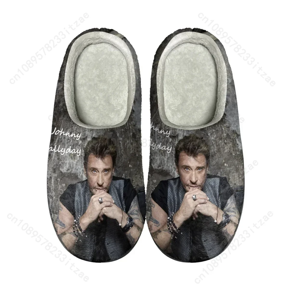 

Polyester Cotton Slippers Women Men Home Shoes Simple Non-slip Slides Singer IndoorSinger Johnny Hallyday Footwear Custom Made